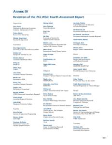 Annex IV Reviewers of the IPCC WGIII Fourth Assessment Report Argentina Hojesky, Helmut