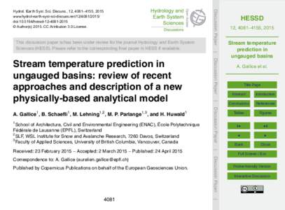 This discussion paper is/has been under review for the journal Hydrology and Earth System Sciences (HESS). Please refer to the corresponding final paper in HESS if available. Discussion Paper  Hydrol. Earth Syst. Sci. Di