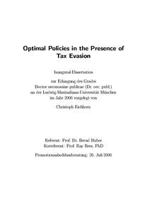 Optimal Policies in the Presence of Tax Evasion