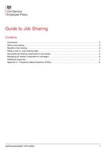 Guide to Job Sharing Contents Introduction ..................................................................................................................................................2 What is job sharing .........