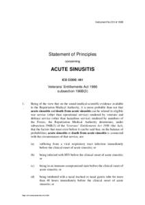 Instrument No.210 of[removed]Statement of Principles concerning  ACUTE SINUSITIS