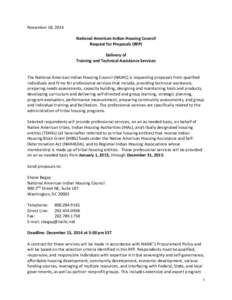 November 18, 2014 National American Indian Housing Council Request for Proposals (RFP) Delivery of Training and Technical Assistance Services