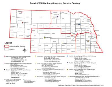 District Wildlife Locations and Service Centers Chadron BOYD  KEYA PAHA