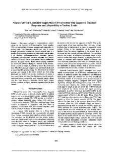 IEEE 1999 InternationalConference on Power Electronicsand Drive Systems, PEDS’99, July 1999, Hong Kong.  Neural-Network-Controlled Single-phase UPS Inverters with Improved Transient Response and Adaptability to Various