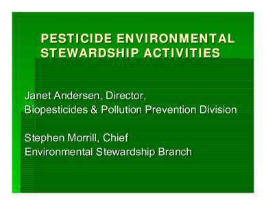 PPDC - Pesticide Environmental Stewardship Activities