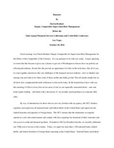 Remarks by Darrin Benhart, Deputy Comptroller Supervision Risk Management, before the 22nd Annual Financial Services Collections and Credit Risk Conference