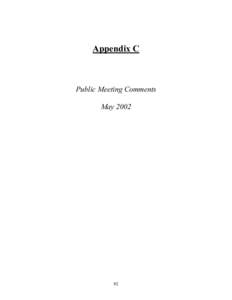 Appendix C  Public Meeting Comments May[removed]