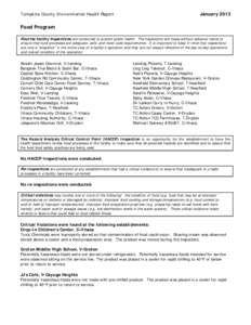 Ithaca /  New York / Management / Tompkins County /  New York / Critical control point / Hazard analysis and critical control points / Cayuga Heights /  New York / Food safety / Safety / Geography of New York