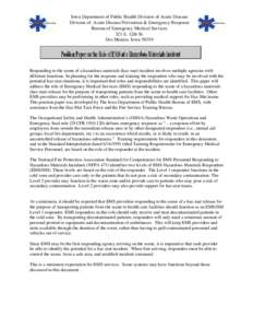 Iowa Department of Public Health Division of Acute Disease Division of Acute Disease Prevention & Emergency Response Bureau of Emergency Medical Services 321 E. 12th St. Des Moines, Iowa 50319