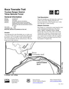 Boca Townsite Trail Truckee Ranger District Tahoe National Forest General Information Mileage: Elevation: