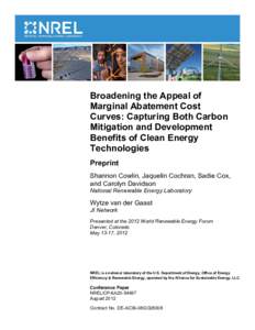 Broadening the Appeal of Marginal Abatement Cost Curves: Capturing Both Carbon Mitigation and Development Benefits of Clean Energy Technologies: Preprint