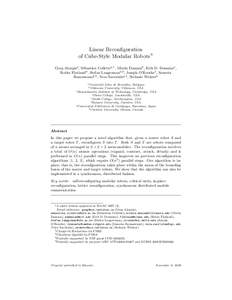 Linear Reconfiguration of Cube-Style Modular RobotsI Greg Aloupisa , S´ebastien Collettea,1 , Mirela Damianb , Erik D. Demainec , Robin Flatlandd , Stefan Langermana,2 , Joseph O’Rourkee , Suneeta Ramaswamif,3 , Vera 