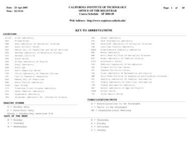 Date: 25-Apr-2005 Time: 02:32:41 CALIFORNIA INSTITUTE OF TECHNOLOGY OFFICE OF THE REGISTRAR Course Schedule SP[removed]