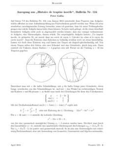 Bulletin  Anregung aus Histoire de trap` eze isoc` ele“, Bulletin Nr. 124 ”