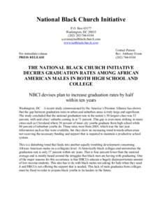 National Black Church Initiative  P.O. Box 65177  Washington, DC 20035  (202) 202­744­0184    www.naltblackchurch.com 