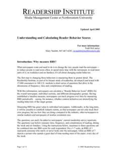 READERSHIP INSTITUTE Media Management Center at Northwestern University Updated AprilUnderstanding and Calculating Reader Behavior Scores