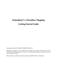 Embedded C++/Serializer Mapping Getting Started Guide