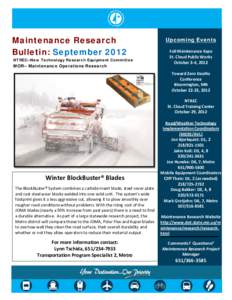 Maintenance Research Bulletin: September 2012 NTREC--New Technology Research Equipment Committee MOR-- Maintenance Operations Research