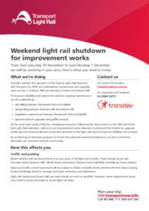 Weekend light rail shutdownfor improvement works
