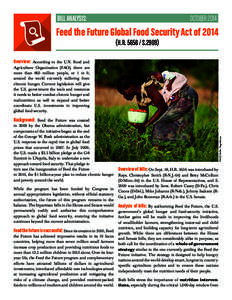BILL ANALYSIS:  OCTOBER 2014 Feed the Future Global Food Security Act of[removed]H.R. 5656 / S.2909)