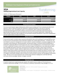 SESA Building Organizational Lean Capacity[removed]BIENNIAL BUDGET Request