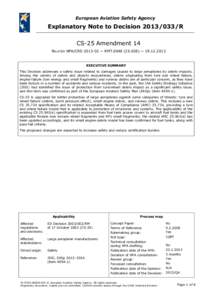 European Aviation Safety Agency  Explanatory Note to DecisionR CS-25 Amendment 14 RELATED NPA/CRD — RMT) — 