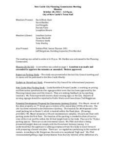 New Castle City Planning Commission Meeting Minutes October 28, [removed]:30 p.m. City of New Castle’s Town Hall Members Present: