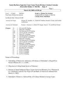 Santa Barbara Superior Court Santa Maria Division Criminal Calendar Honorable Rodney S. Melville Dept. 8 Page 1
