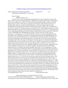 Southern Campaign American Revolution Pension Statements & Rosters Pension Application of Micajah Clark W6678 Transcribed and annotated by C. Leon Harris Keziah Clark