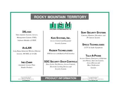 ROCKY MOUNTAIN TERRITORY  3XLOGIC SONY SECURITY SYSTEMS