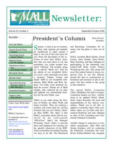 Newsletter: Volume 33, Number 2 September/October[removed]President’s Column