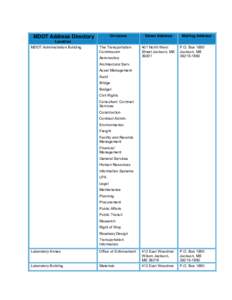Divisions  MDOT Address Directory Location MDOT Administration Building