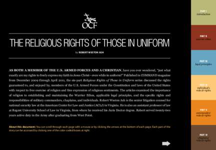 PART I introduction THE RELIGIOUS RIGHTS OF THOSE IN UNIFORM  PART II