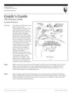 National Park Service U.S. Department of the Interior Cape Cod National Seashore Guide’s Guide The Province Lands