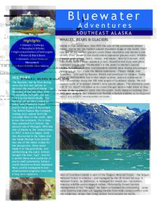 Bluewater Adventures SOUTHEAST ALASKA Highlights • Glaciers / Icebergs