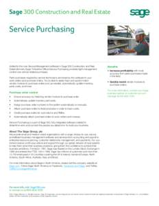 Sage 300 Construction and Real Estate Service Purchasing Sales Sheet