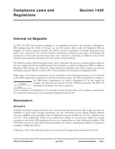 Exam Handbook 1420, Interest on Deposits, June 22, 2010