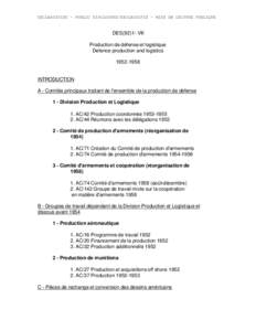 DECLASSIFIED – PUBLIC DISCLOSURE/DECLASSIFIE – MISE EN LECTURE PUBLIQUE  DES[removed]VIII Production de défense et logistique Defence production and logistics[removed]