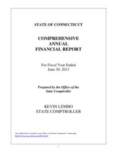 STATE OF CONNECTICUT  COMPREHENSIVE ANNUAL FINANCIAL REPORT