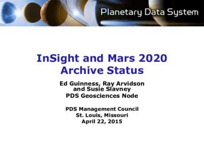 Discovery Program / Geology of Mars / InSight / Phoenix / Planetary Data System