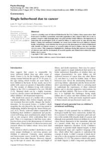 Psycho-Oncology Psycho-Oncology 21: 1362–Published online 9 August 2011 in Wiley Online Library (wileyonlinelibrary.com). DOI: pon.2033 Commentary