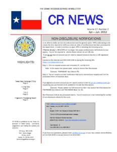 THE CRIME RECORDS SERVICE NEWSLETTER  CR NEWS Volume 17, Number 2  Apr.— Jun. 2012