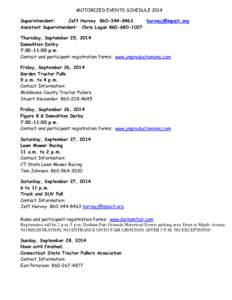 MOTORIZED EVENTS SCHEDULE 2014 Superintendent: Jeff Harvey[removed]removed] Assistant Superintendent: Chris Logan[removed]Thursday, September 25, 2014
