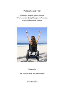 Putting People First A Review of Disability Support Services Performance and Quality Management Processes for Purchased Provider Services  Prepared for