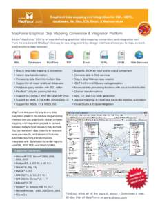 Graphical data mapping and integration for XML, XBRL, databases, flat files, EDI, Excel, & Web services MapForce Graphical Data Mapping, Conversion & Integration Platform Altova® MapForce® 2015 is an award-winning grap