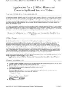 Application for 1915(c) HCBS Waiver: DC.0307.R03.00 - Nov 20, 2012  Page 1 of 233 Application for a §1915(c) Home and Community-Based Services Waiver