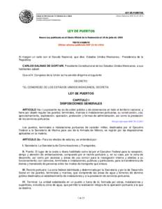 LEY DE PUERTOS CÁMARA DE DIPUTADOS DEL H. CONGRESO DE LA UNIÓN Última Reforma DOFSecretaría General