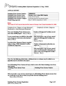 Drinking-Water Systems Regulation O. Reg[removed]ANNUAL REPORT Drinking-Water System Number: Drinking-Water System Name: Drinking-Water System Owner: Drinking-Water System Category: