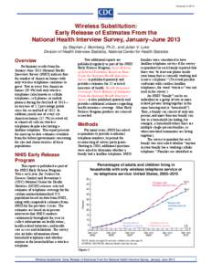 Wireless Substitution: Early Release of Estimates from the National Health Interview Survey, January-June 2013