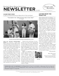 Heartland Alliance Marjorie Kovler Center  NEWSLETTER IN OUR OWN VOICE by Julio Cesar Montaño Montenegro, Marjorie Kovler Center participant